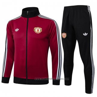 Chandal de Chaqueta del Manchester United 2024-2025 Rojo Oscuro