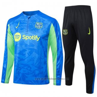 Chandal de Sudadera del Barcelona Nino 2024-2025 Azul y Verde