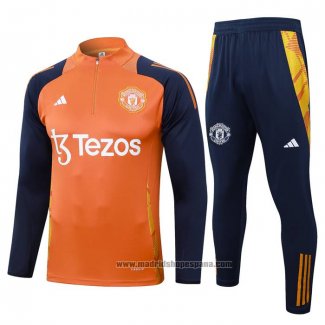 Chandal de Sudadera del Manchester United Nino 2024-2025 Naranja