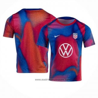 Camiseta Pre Partido del Estados Unidos 2024 Azul y Rojo